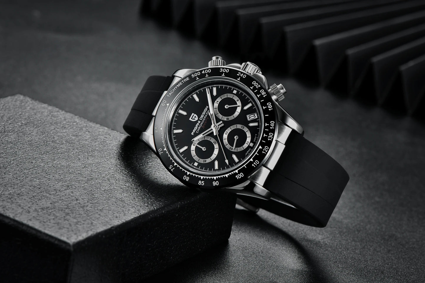 PAGANI DESIGN 1664 Luxury Automatic Mechanical Men's Watch VK63 movement AR Sapphire Crystal Rubber 100m Waterproof Men's Watch
