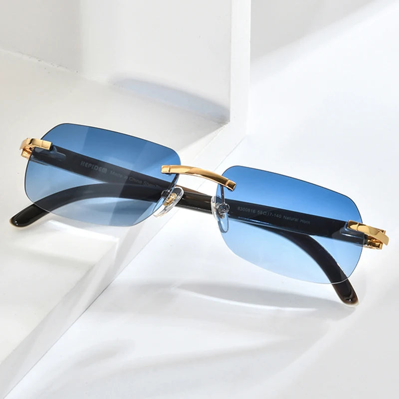HEPIDEM Buffalo Horn Glasses Men Famous Brand Design Rimless Sunglasses Women Luxury Eyewear Horn-Rim Frameless Buffs Eyeglasses