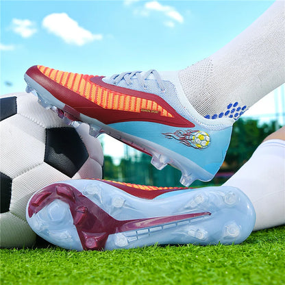 Nouvelles chaussures de football pour hommes, crampons de sport d'extérieur, antidérapantes, à longues pointes, respirantes et confortables pour l'entraînement et les matchs.