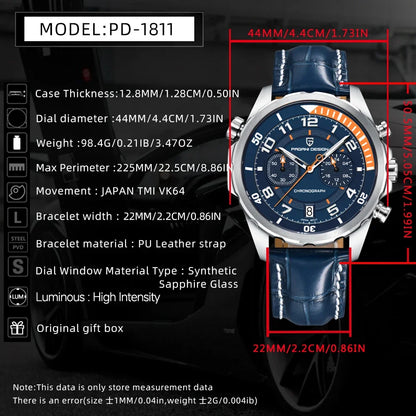 PAGANI DESIGN Watches 2026 New Strong Luminous Luxury Quartz Men Watch Fashion Leather Watch For Men Sapphire Glass Chronograph