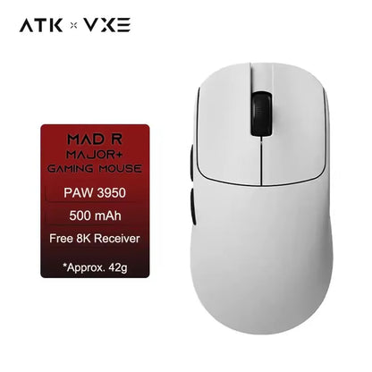 ATK VXE MAD R MAJOR Gaming Mouse Wireless 8K, PAW3950/3395 Sensor, Ultra-Lightweight Ergonomic Gaming Mouse, Dual-Mode RGB Gaming Mouse