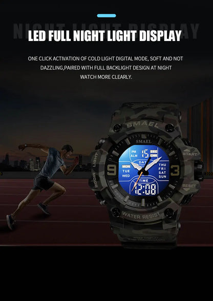 Military Watches Men Sport  Watch Waterproof Alarm Clock Dual Time Wristwatches Digital 8049B Army Watches Military