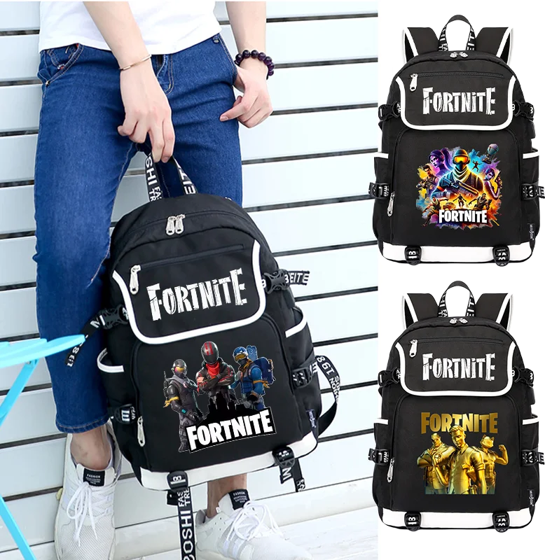 Fortnites Rucksack mit großem Fassungsvermögen, lässige Umhängetasche mit USB-Anschluss, Unisex-Anime-Schultasche für Schüler, neues stilvolles Schreibwaren-Geschenk