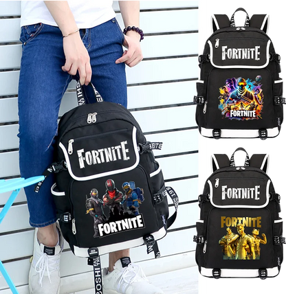 Fortnites Rucksack mit großem Fassungsvermögen, lässige Umhängetasche mit USB-Anschluss, Unisex-Anime-Schultasche für Schüler, neues stilvolles Schreibwaren-Geschenk