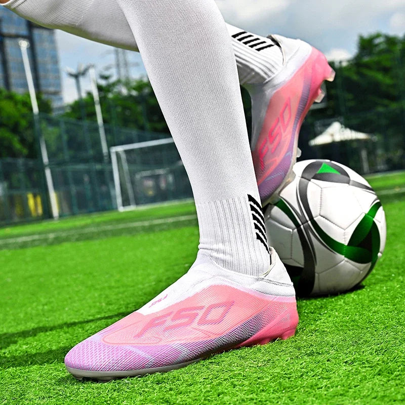 Chaussures de football respirantes AG pour hommes et femmes, chaussures de football professionnelles antidérapantes, chaussures de sport d'extérieur, crampons d'entraînement