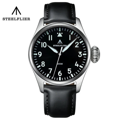 STEELFLIER Official SF743 Quartz Pilot VH31 Steel Strap Onion Crown 20Bar Waterproof Sapphire Crystal Luxury Dive Luminous Watch