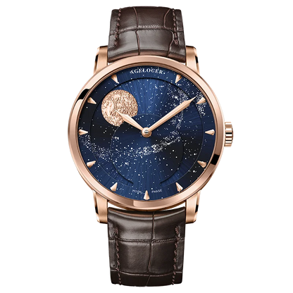 AGELOCER Original Astronomer Watch Men's Business Luxury Gold Watch Automatic Mechanical Moon Phase Watch Birthday Gift for Men
