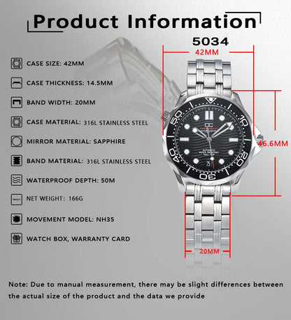 DWAYNE CAMPBELL Reloj mecánico automático de lujo para hombre NH35, bisel de cerámica, resistente al agua, reloj de pulsera clásico de negocios