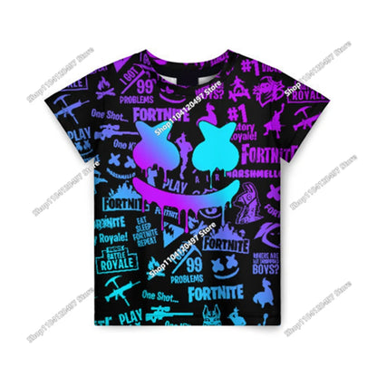 Fortnites 3D Printed Short Sleeve T-Shirt Game Cartoon Print Battle Royale Adult Kid Clothes Kids T-shirt Harajuku Tshirt