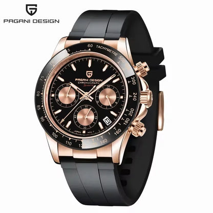 PAGANI DESIGN 1664 Luxury Automatic Mechanical Men's Watch VK63 movement AR Sapphire Crystal Rubber 100m Waterproof Men's Watch