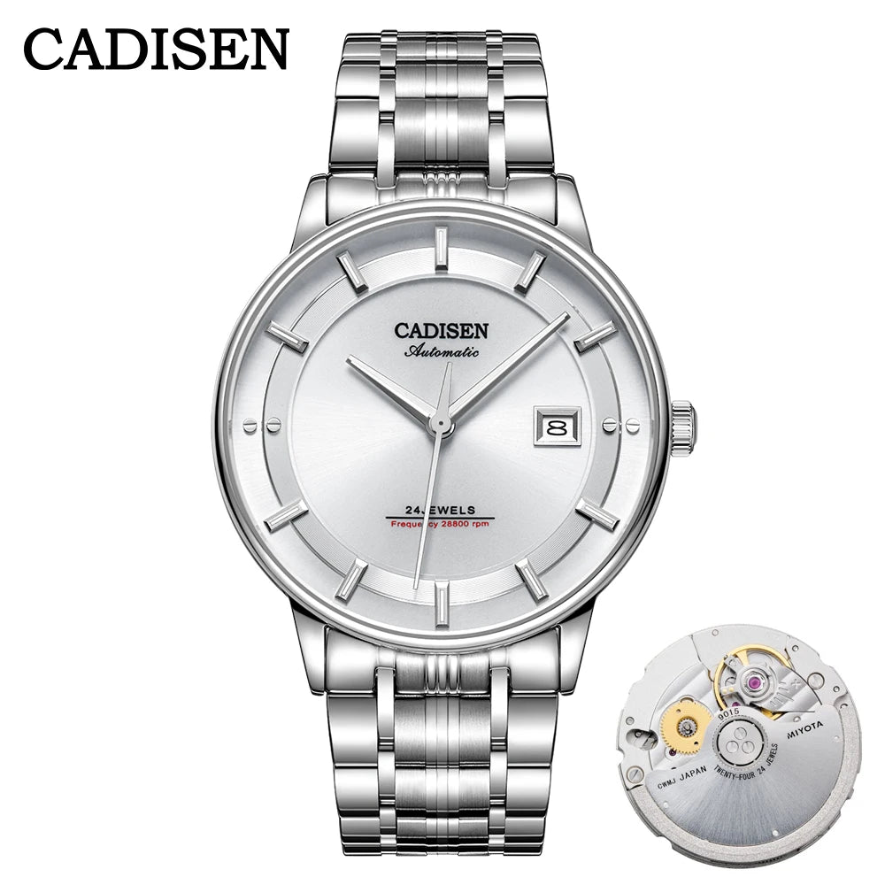 CADISEN Ultra-thin Mechanical Wriswatch Japan MIYOTA 9015 Top Brand Luxury Single-dome Sapphire Crystal  Automatic Watch Man