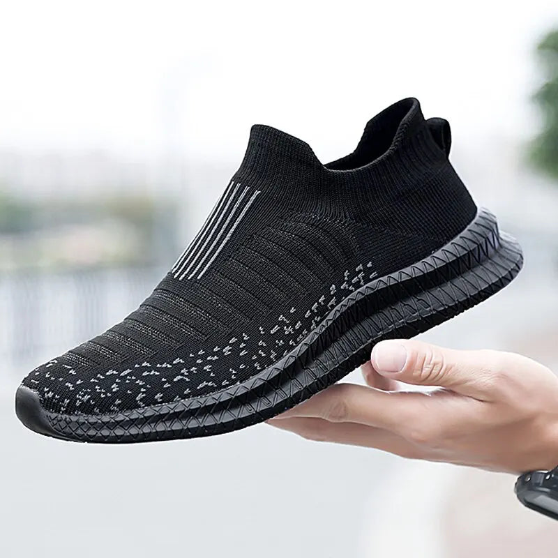 Men's Breathable Sneakers Comfortable Running Shoes Outdoor Slip-On Walking Sneakers Sock Jogging Shoes