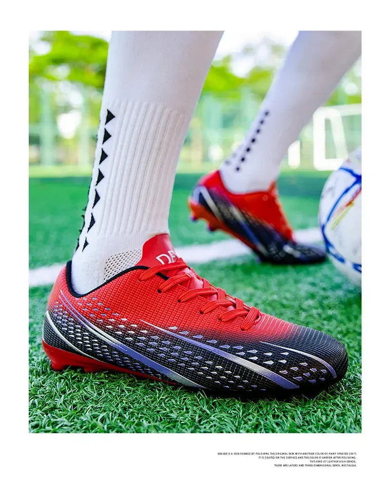 High Top Waterproof Football Boots Men Anti Slip Durable Spikes Design Breathable Lining Outdoor Grass Court Professional Soccer