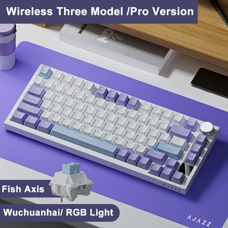 Ajazz AK820 /AK820PRO Gaming Mechanical Keyboard 82 Keys Wired Bluetooth 2.4GHz Wireless Gamer Keyboard Custom Gasket for Laptop