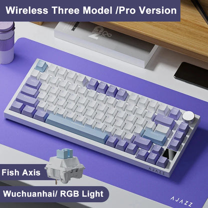 Ajazz AK820 /AK820PRO Gaming Mechanical Keyboard 82 Keys Wired Bluetooth 2.4GHz Wireless Gamer Keyboard Custom Gasket for Laptop