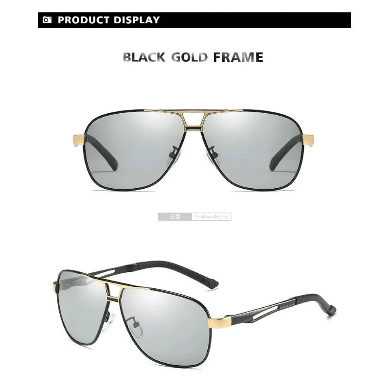 Top Aluminum Magnesium Square Polarized  Photochromic Sunglasses Men Sun Glasses Military Safety Driving Oculos De Sol Masculino