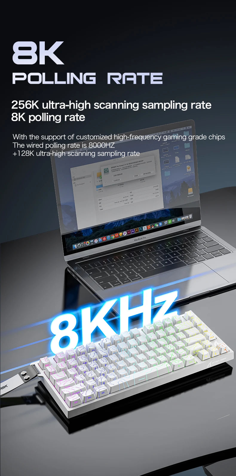 ATTACK SHARK R82 HE kabelgebundene magnetische 75%-Gaming-Tastatur mit RGB, 8000Hz, Rapid Trigger und 0.005mm Auslösung
