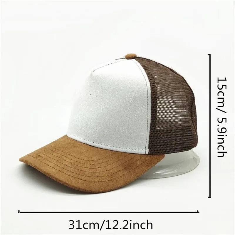 2025 Unisex 5 panel Mesh Suede Trucker Hat Custom Print Logo Men Baseball Cap Spring Summer Breathable Sports Hats Women gorros