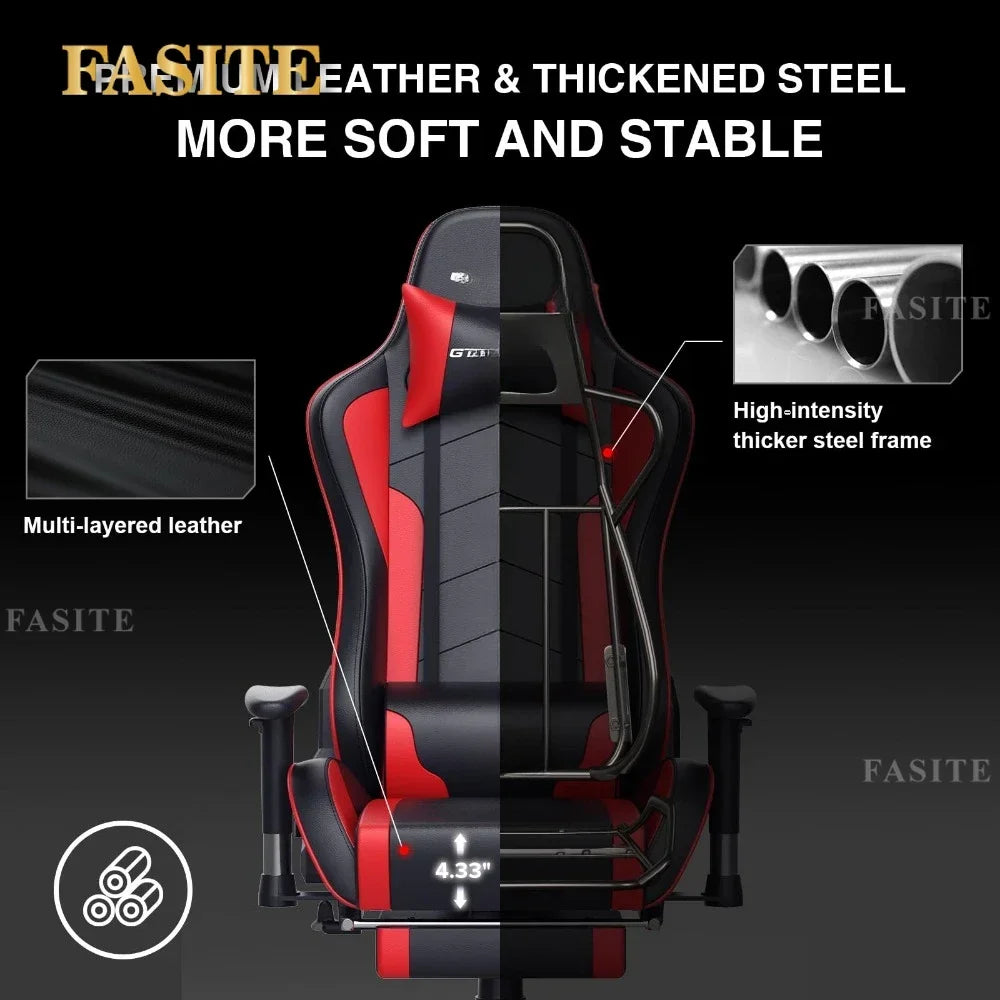 Gaming Chair with Footrest Speakers Video Game Chair Bluetooth Music Heavy Duty Ergonomic Computer Office Desk Chair Red