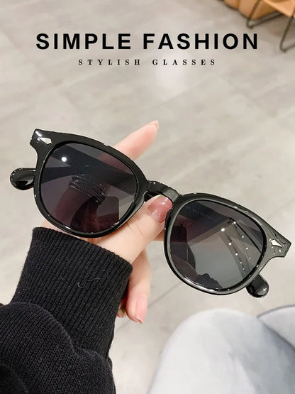 JNPCXI New Retro Round Sunglasses Women Yellow Fashion Rivets Decoration Shades UV400 Men Punk Sun Glasses