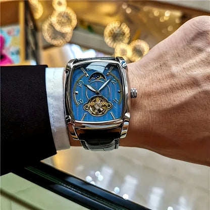 [Montre mécanique à tourbillon de luxe] Montre mécanique à tourbillon de luxe légère pour homme – Modèle haut de gamme entièrement automatique, style « squelette » tendance, idéal pour une tenue professionnelle o