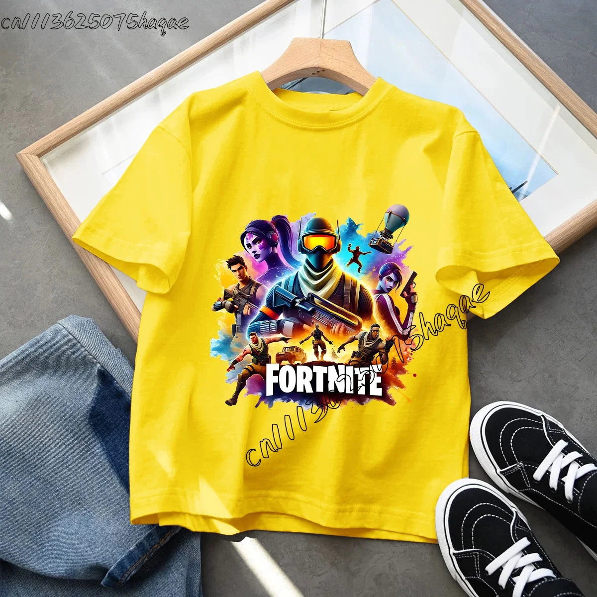 Summer Game Fortnited T-shirt Bottle Royale Birthday Tops Party Wear Boys Tee Fortnight Short Sleeve Cotton Kids Clothes