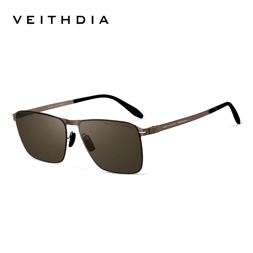 VEITHDIA Brand Men's Sunglasses Square Stainless Steel High-Definition Nylon Lenses Polarized Glasses With UV400 Protection 8210