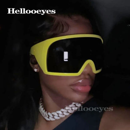 Oversized Black Punk Goggle Sunglasses Women Men Luxury Brand Designer Y2K Sport Sun Glasses Retro One Piece Outdoor Shade UV400