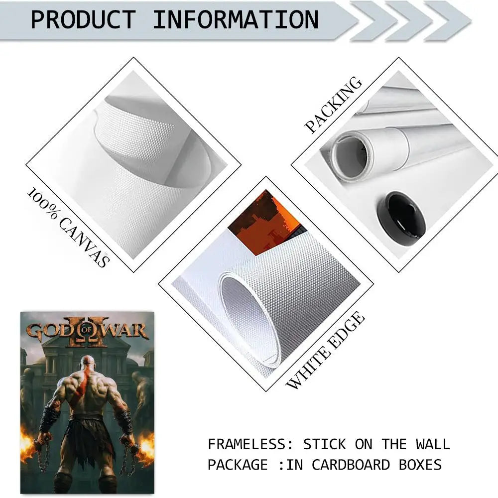 Game G-God of War Painting Calligraphy Canvas Poster Crease-Free Waterproof & Durable Wall Decor for All Spaces