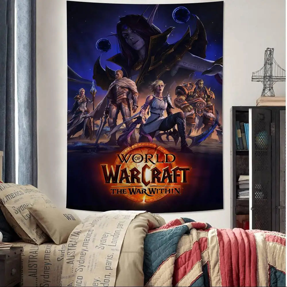 Priljubljena igra World of Warcraft, velika stenska tapiserija s potiskom, poceni hipijevska stenska dekoracija, boemske stenske tapiserije, mandala, dekoracija za dom