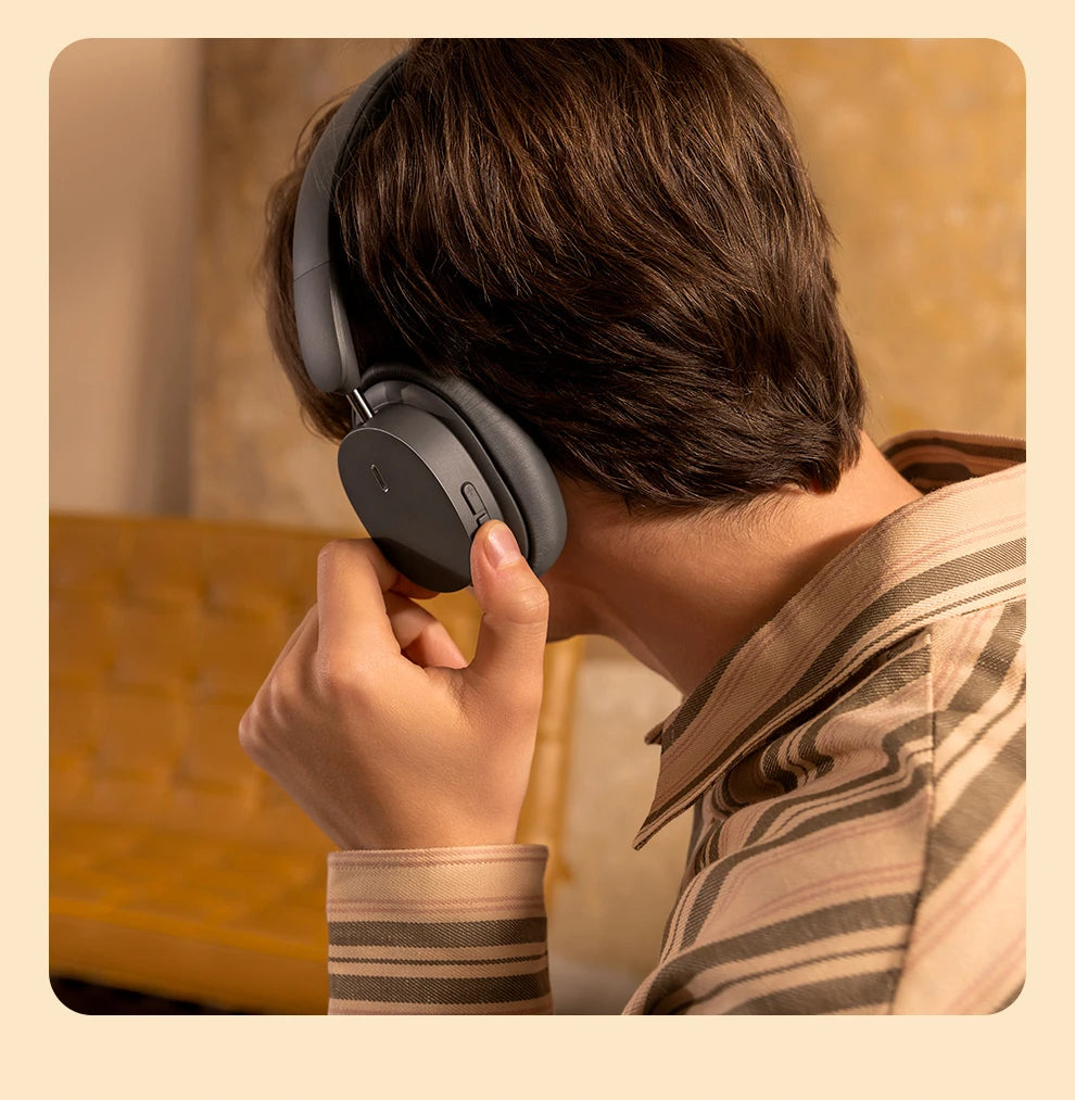 Baseus Wireless Bluetooth 5.3 Over-Ear Headphones – HiFi 40mm Driver, 70H Playtime Foldable Headset with Spatial Audio