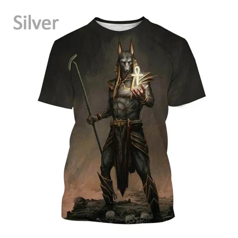 Majice z motivom Smrtnika Anubisa, 3D-tiskane majice s starodavnim egipčanskim bogom, Oko Egipta, faraon, modni stil Harajuku, majice s kratkimi rokavi
