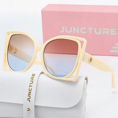 JUNCTURE Oversized Square Sunglasses Women Fashion Sun Glasses Yellow Gradient Lady Party Holiday Gifts Sunglasses for Women