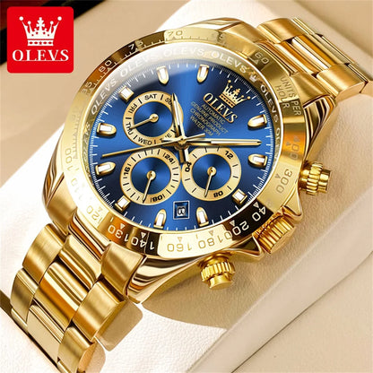 Montre pour homme OLEVS 6638 – Modèle classique de marque, montre-bracelet mécanique automatique de luxe, chronographe, étanche.