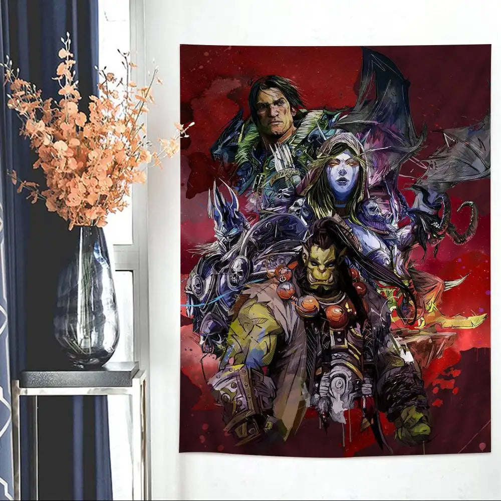 Priljubljena igra World of Warcraft, velika stenska tapiserija s potiskom, poceni hipijevska stenska dekoracija, boemske stenske tapiserije, mandala, dekoracija za dom