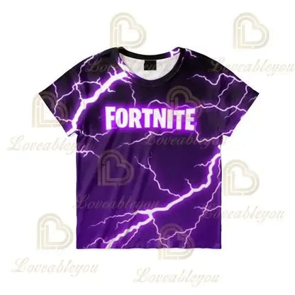 Детска тениска Cartoon Fortnite New Summer с 3D принт за момчета и момичета, streetwear дрехи за възрастни и деца, забавна тениска с обло деколте