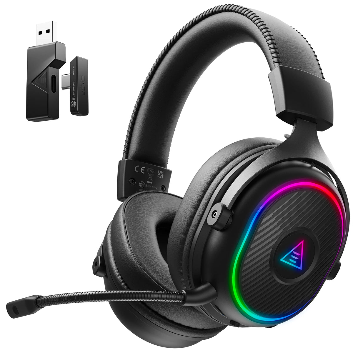 Casque de jeu Bluetooth Oneodio EKSA MaKo, casque sans fil 2,4 GHz, casque gamer, faible latence de 20 ms, avec micro pour PC/PS4/PS5