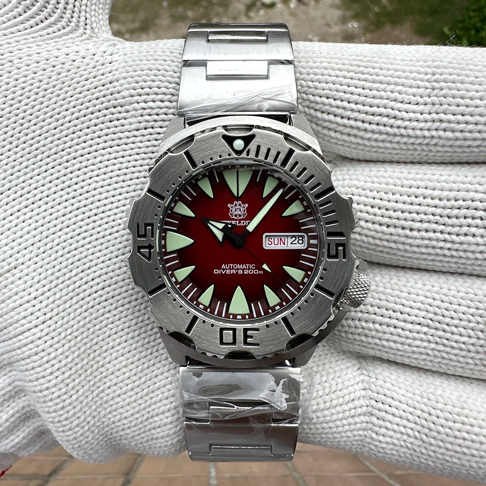 STEELDIVE SD1984 Monster Steel Strap Mechanical Watch NH36 Movt Sapphire Crystal 200M Waterproof Swiss Super Luminous Wristwatch