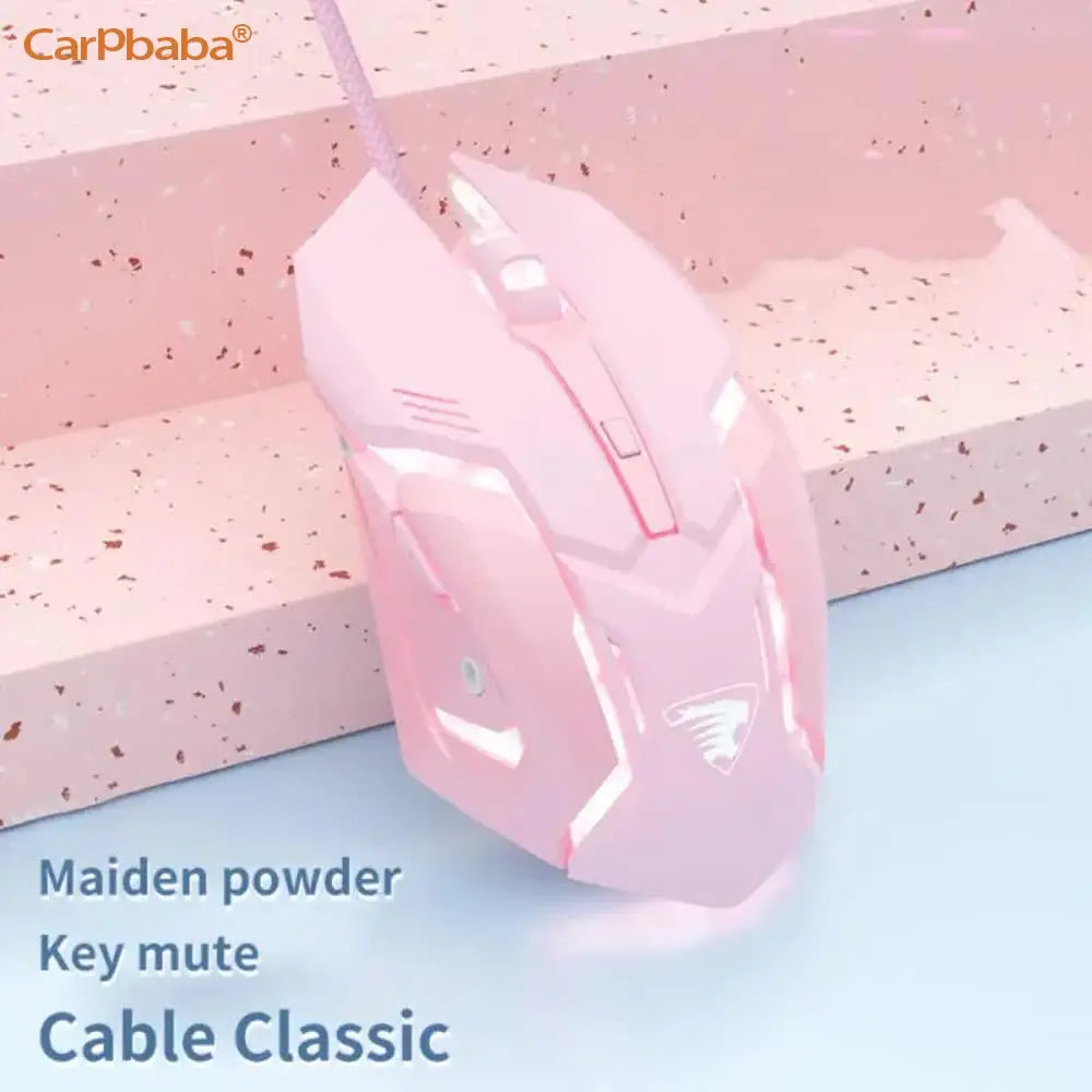 Carpbaba G3 Wired Gaming Mouse Silent Click Pink Mechanical Gaming Mouse for PC, Laptop, MacBook, Office & Esports