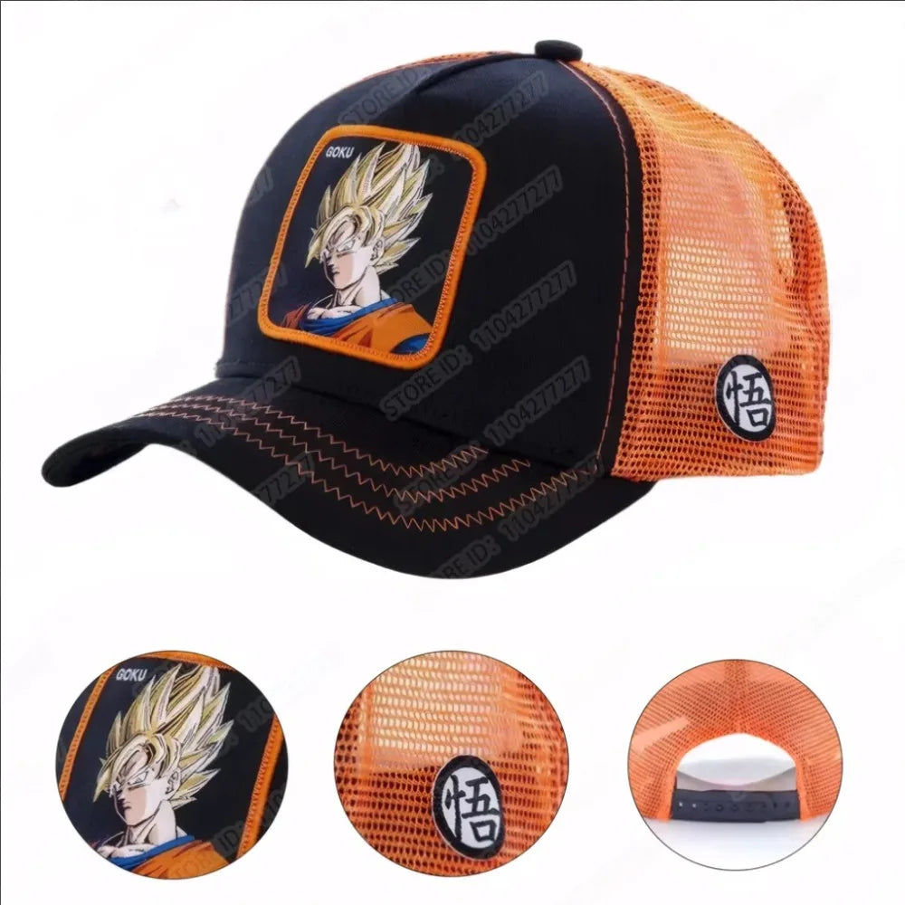 Dragon Ball Son Goku -lippalakki, baseball-lippalakki, kesälippalakki, miesten brodeerattu hip-hop-aurinkolippalakki, säädettävä trucker-lippalakki, verkkokangaslippalakki