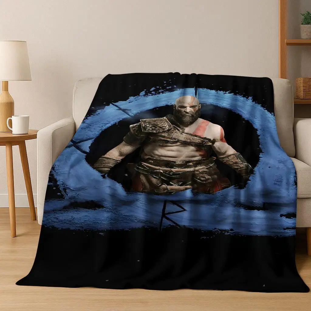 Classics God of War Kratos 3A Game Gamer Flannel Blanket,Warm and Cozy Soft Throw Blanket for Home Bedroom Bed Sofa Kid Gift