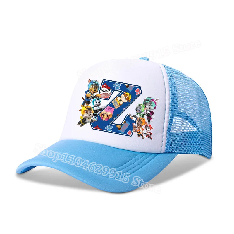 Paw Patrols Baseball Cap Boys Girls Cartoon Anime Chase Skye A-Z Letters Print Hat Summer Athleisure Adjustable Casual Hats Gift