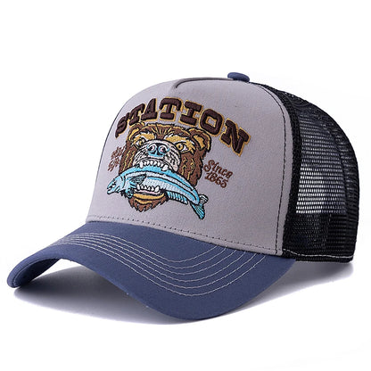Hot Sale Unisex Bear Head Pattern Cap Summer Breathable Trucker Hat Man Women Outdoor Fishing Snapback Cap