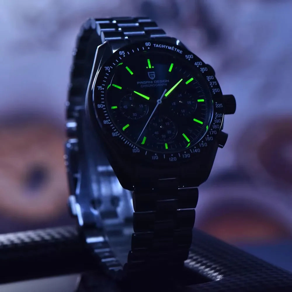 PAGANI DESIGN Moon sat – luksuzni kvarcni kronograf za muškarce, sportski stil, safirno staklo s antirefleksivnim premazom, luminescentni prikaz