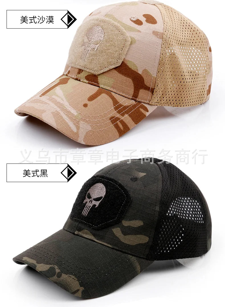 New Camo Baseball Cap for Men, Tactical Military Style with Velcro Patch, Outdoor Hiking Sun Hat & Peak Cap