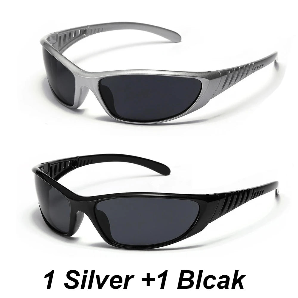 Y2K Silver Sunglasses Color Hollowed Out Future Sense Of Technology Hot Girls Net Red Sunglasses Women Sunglasses Trendy Men