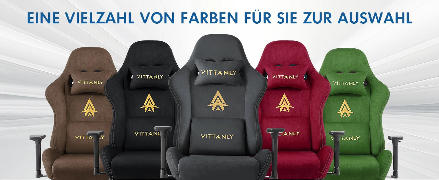 Vittanly Gaming Chair Ergonomic Office Chair with Footrest, Breathable Fabric Adjustable Rotating Computer Chair with 3D Armrests for Gaming & Work