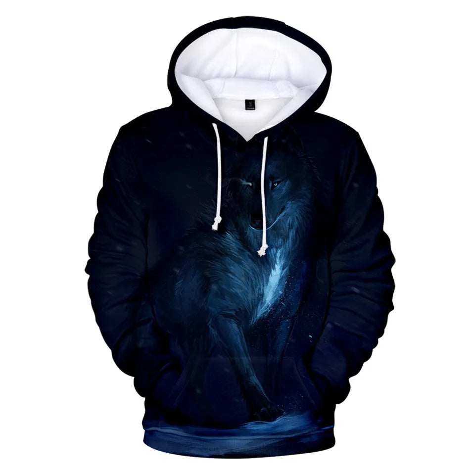 Cool Space Galaxy Wolf Hoodie Hoodies Men Bright Wolf Fashion Handsome Wolf Hoddies Spring Autumn Pullovers Sweatshirts Sweat