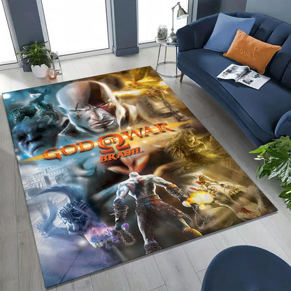 Classics God of War Kratos 3A Game Gamer Rug for Bedroom Living Room Sofa Home Doormat Decor, Large Kids Play Non-slip Floor Mat