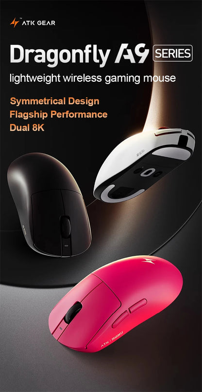 ATK Dragonfly A9 Wireless Gaming Mouse NearLink Tri-Mode Dual 8K Ultra-Lightweight Ergonomic Esports Mouse